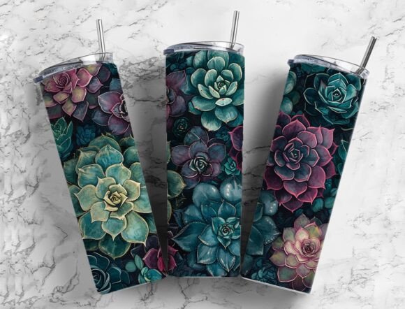 Download Succulent Plants PNG Tumbler Retro Look - Retro Collection