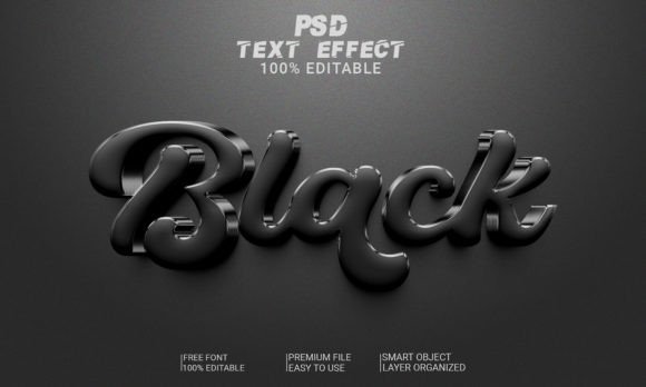 Download Black 3D Text Effect PSD File - Effect Collection